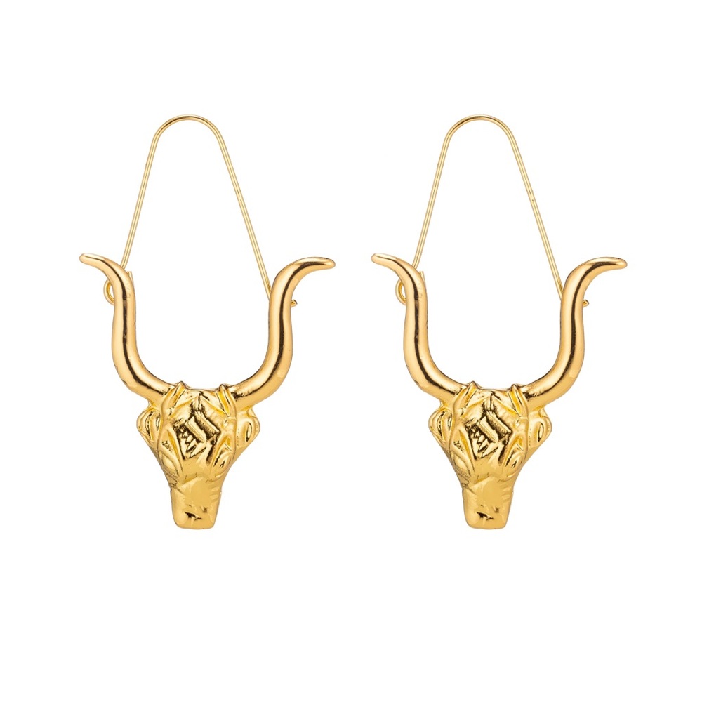 Texas longhorn earrings gold alloy bull horns